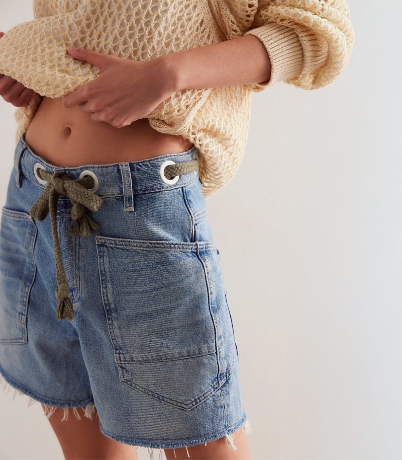 Free People Barrel Shorts Moxie Truest Blue