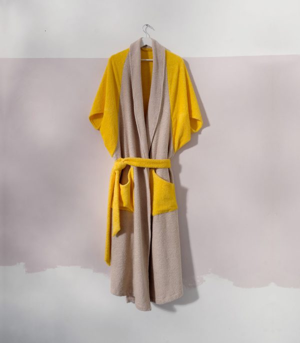 bademantel 8am lang gelb beige 01