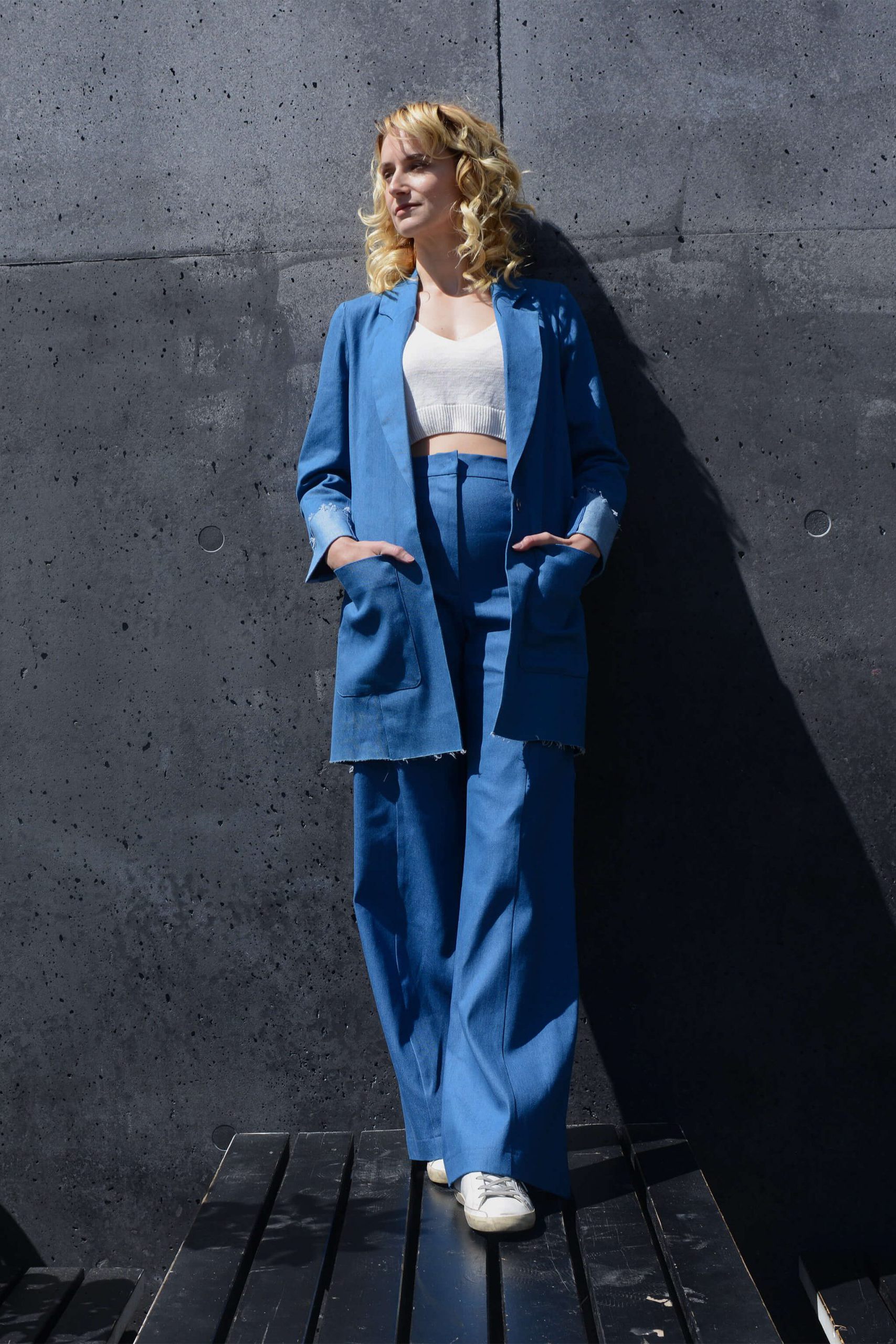 Oversized Blazer Boyfriendstyle Denim hellblau