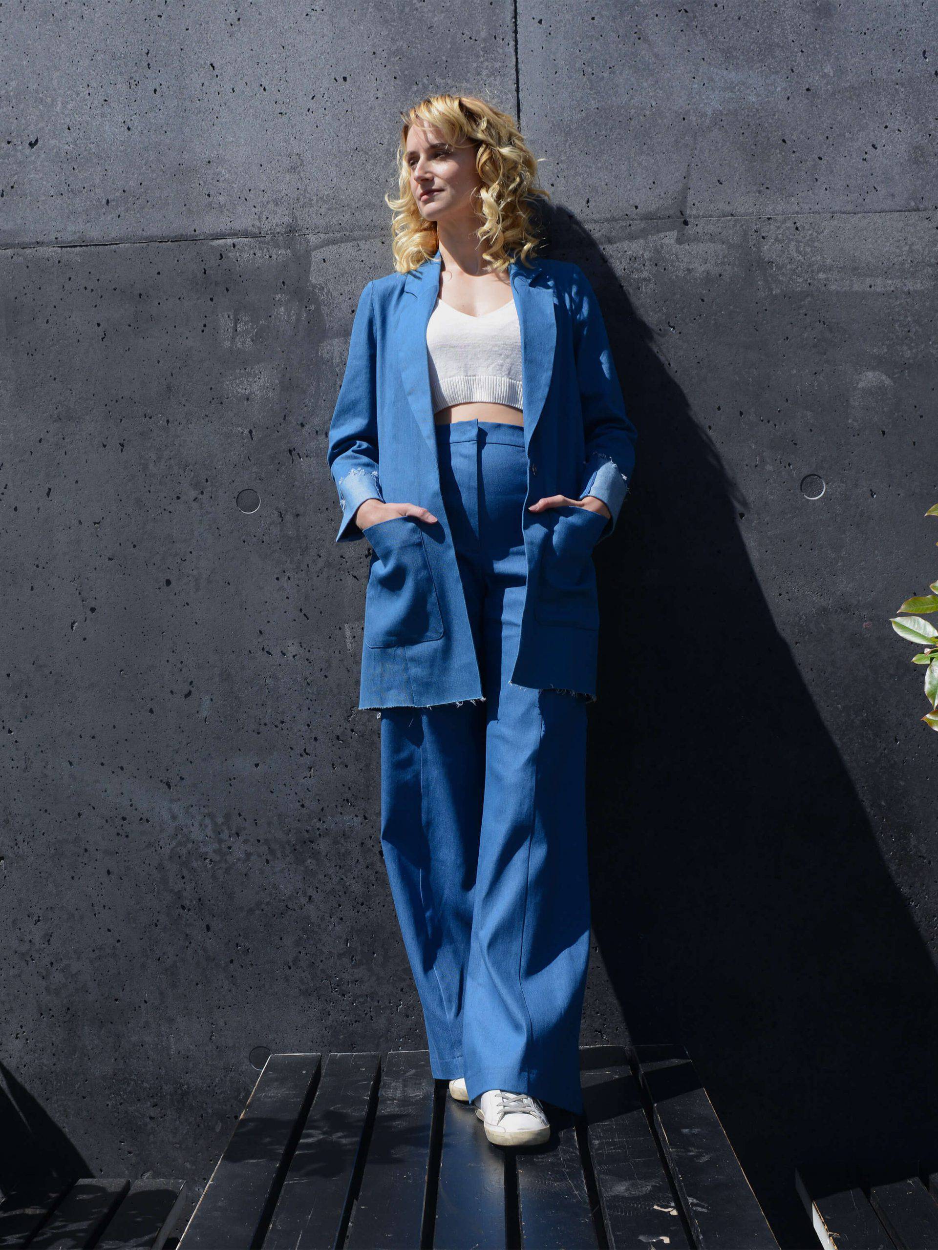 Oversized Blazer Boyfriendstyle Denim hellblau