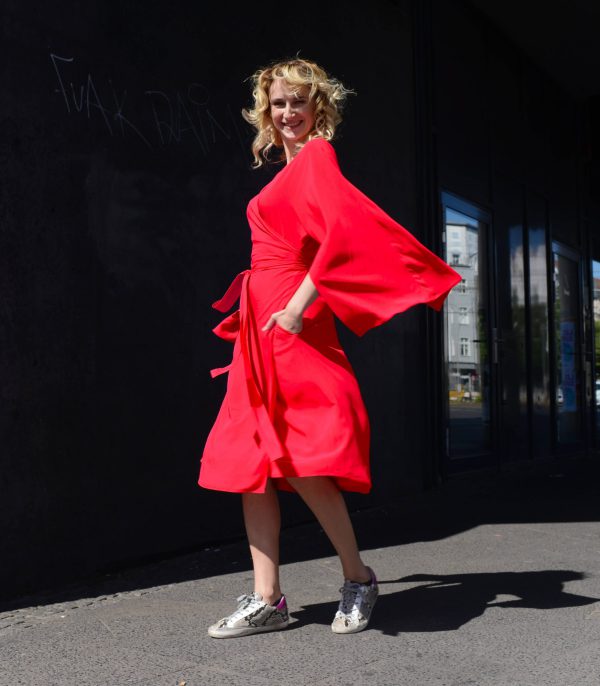 Wickelkleid Midi mit Armschlitz und Taschen Viskose 3 rau berlin wickelkleid rot midi 7280 scaled 1
