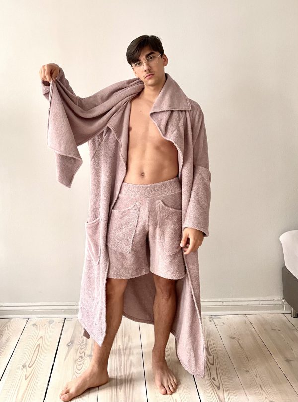 schalkragenbademantel 8am lang shorts rose 03