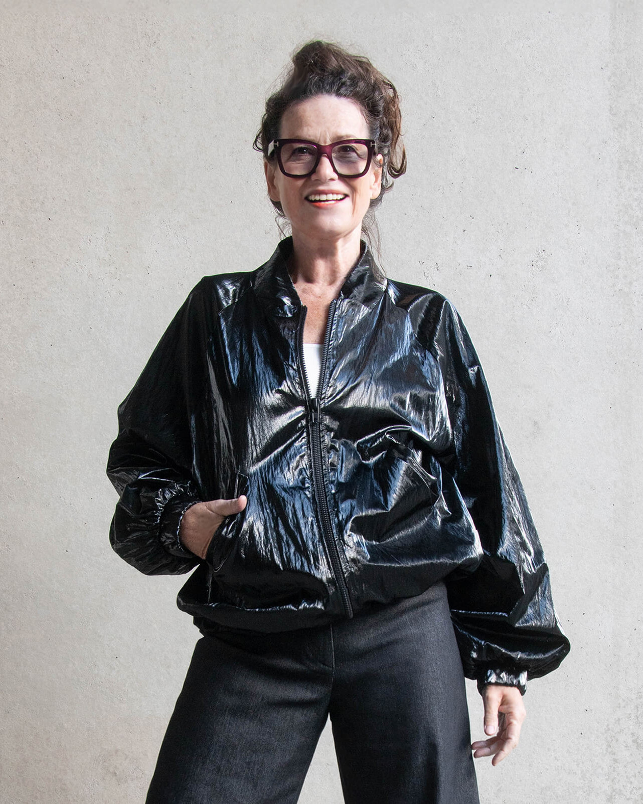 Blouson aus dünnem veganem Leder