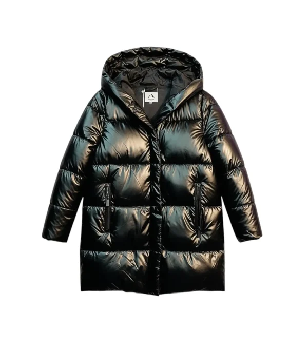 Cozy Puffer Coat mit Kapuze 1 Schwarzer Parka mit Kaputze