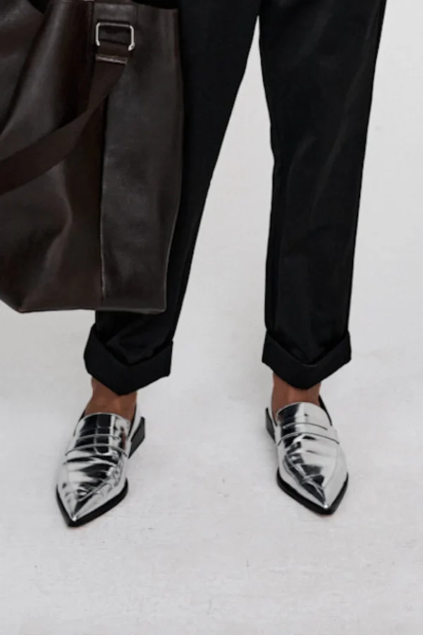 Loafer spitz silber metallic Rabens Saloner