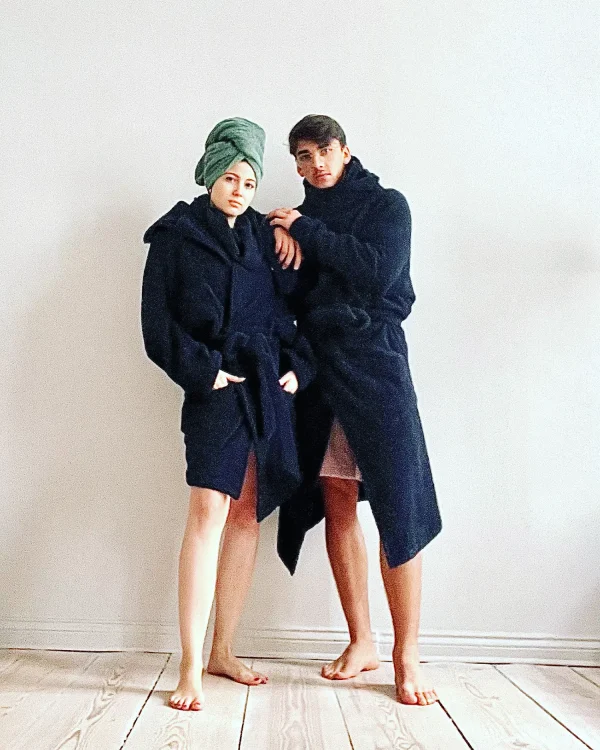Wickelkragen Bademantel kurze unisex 1 8AM Homewear