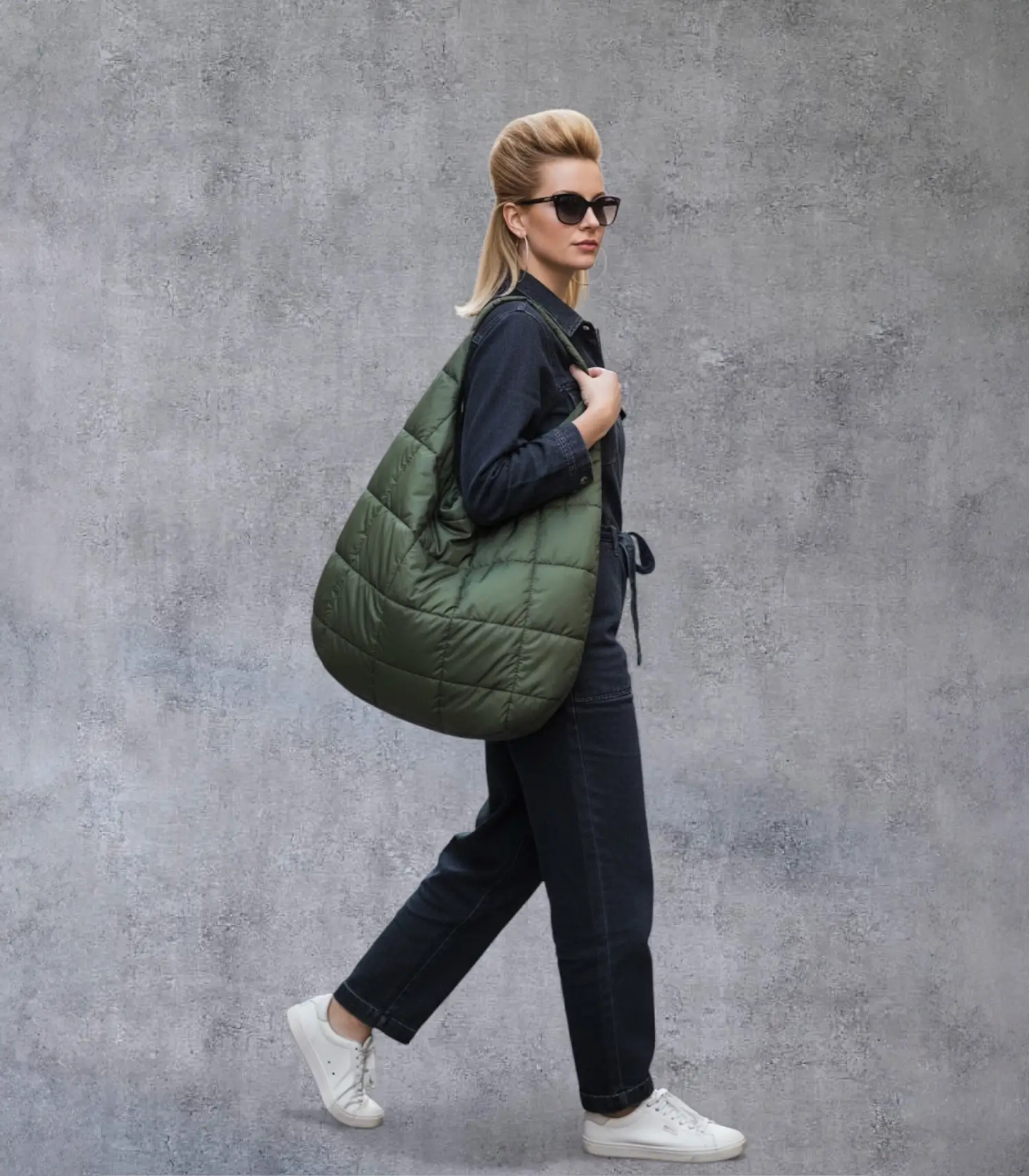 Puffer Moonbag Selene mit integrierter Laptoptasche von RAU Berlin 5 Puffer Moonbag Selene mit integrierter Laptoptasche grün von RAU Berlin