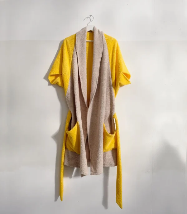 Bademantel kurz 3 bademantel 8am short gelb beige 02