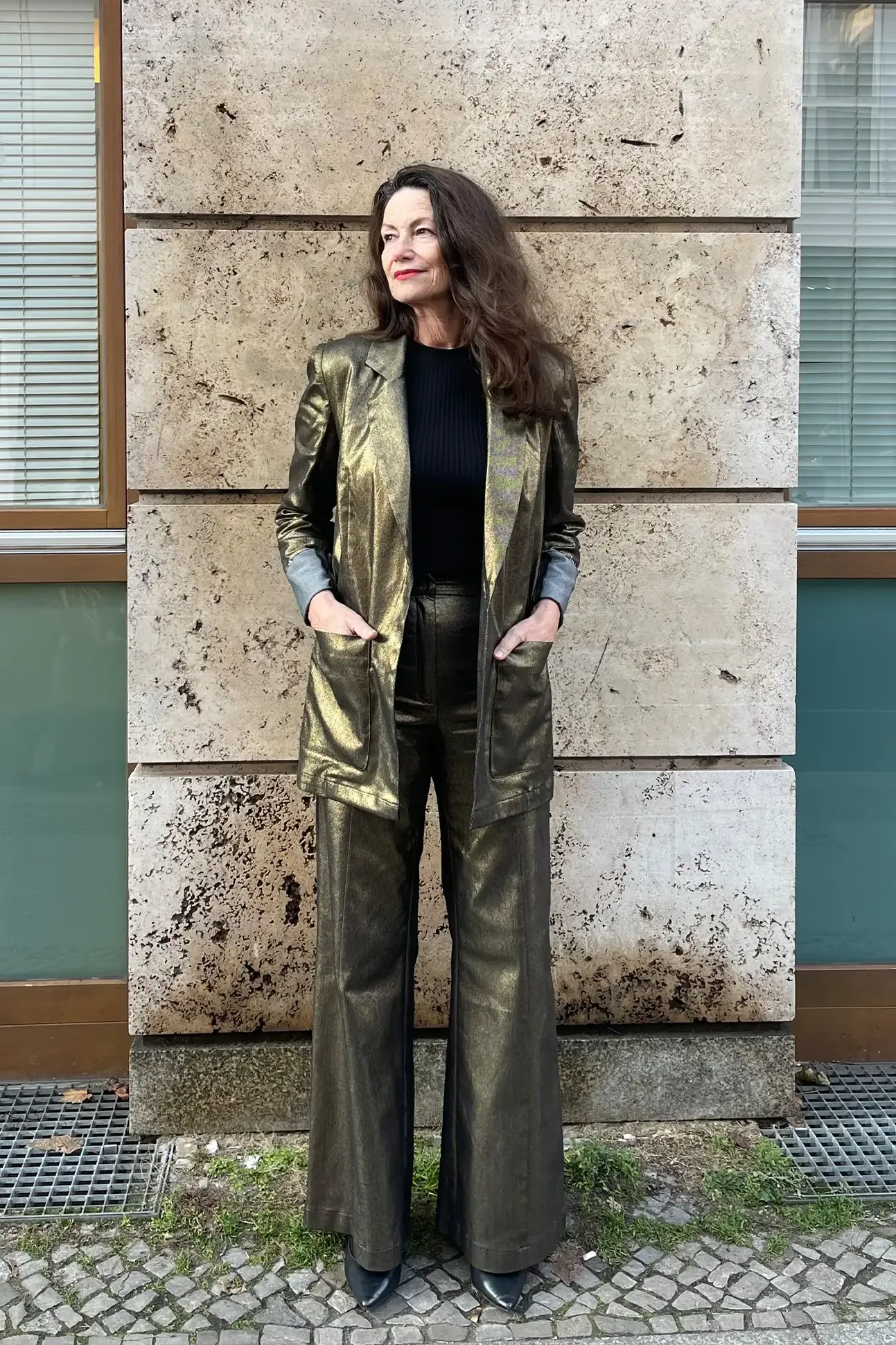 Blazer Boyfriendstyle Denim gold beschichtet