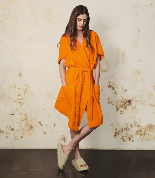 Bademantel kurz uni 1 rau berlin boutique bademantel 8am orange 01
