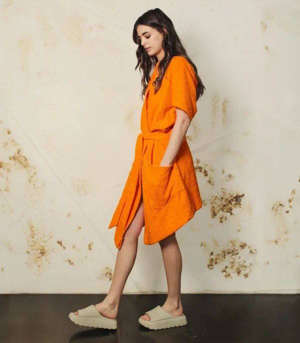 Bademantel kurz uni 2 rau berlin boutique bademantel 8am orange 02