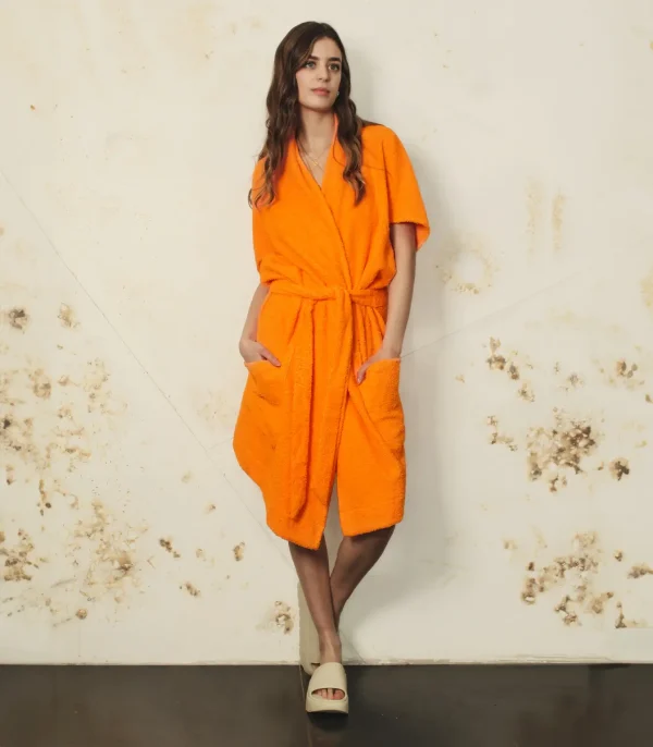 Bademantel kurz uni 3 rau berlin boutique bademantel 8am orange 03