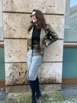 Blazer Cropped Denim gold beschichtet