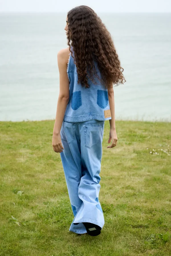 Light denim wide leg pants Lane Light washed denim 6 2