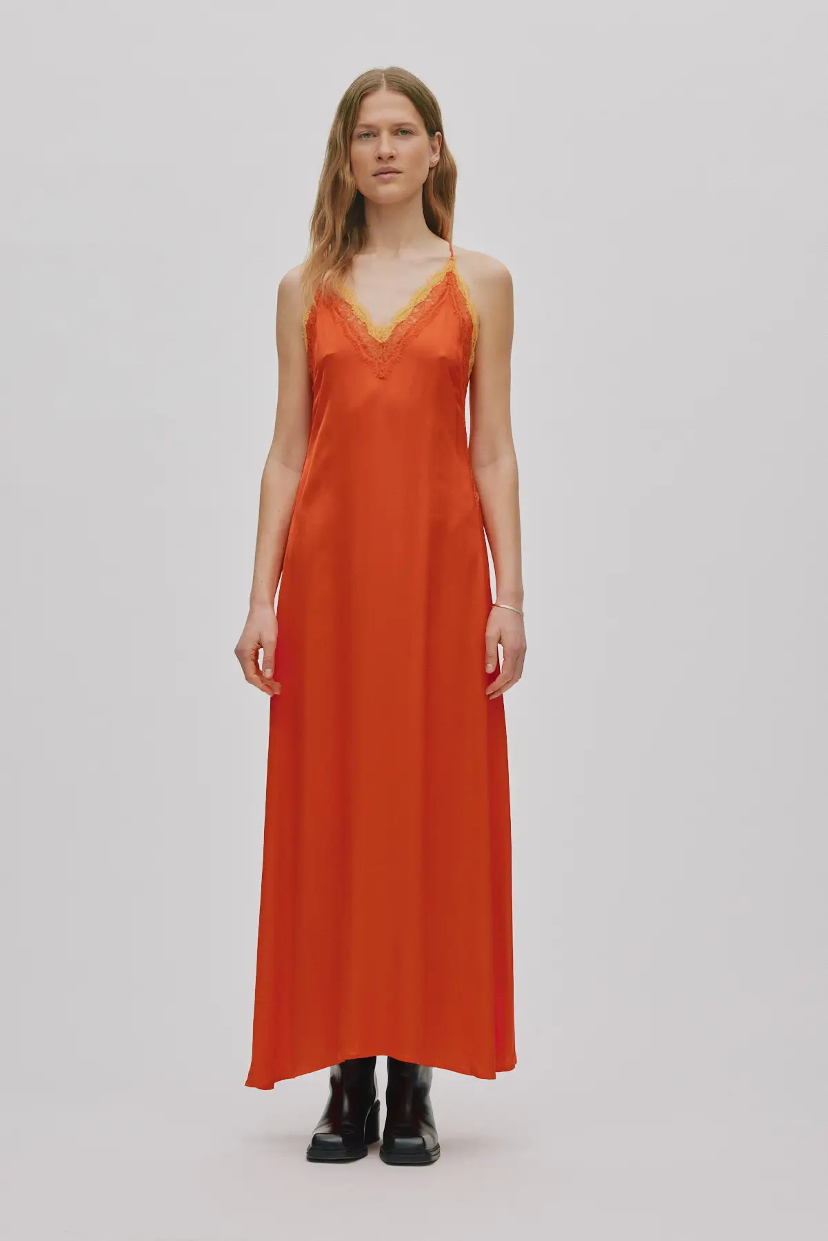 Sommer Maxikleid Damen 14 Contrast lace camisole dress Chefira Deep mandarin