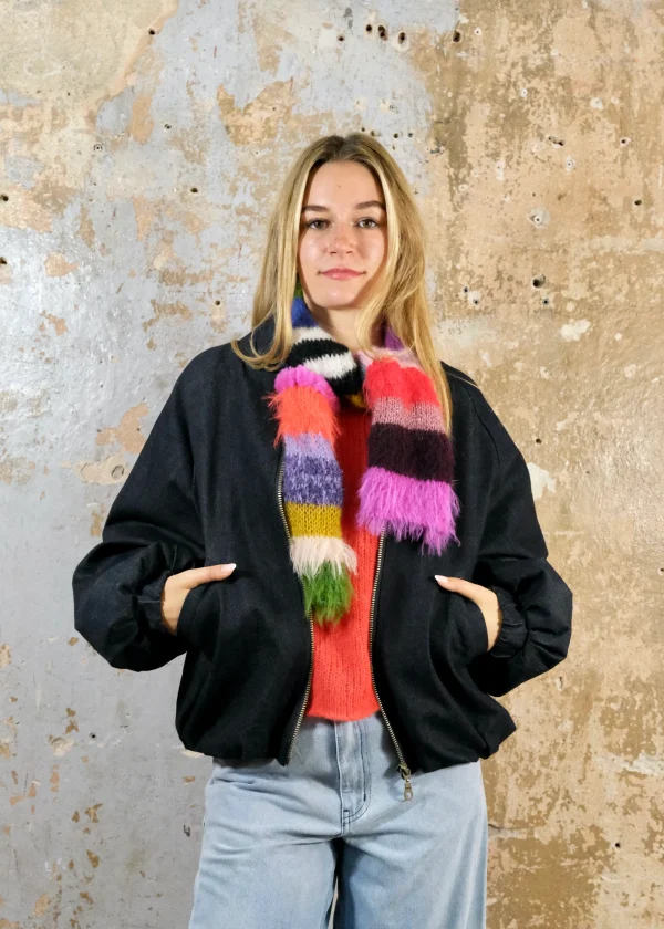Hochwertiger bunter Wollschal Handmade Unikat